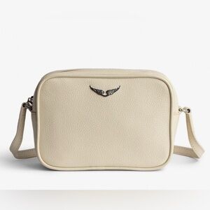 ZADIG & VOLTAIRE Boxy Wings Women’s Grained Leather Crossbody Bag Cream XS NEW